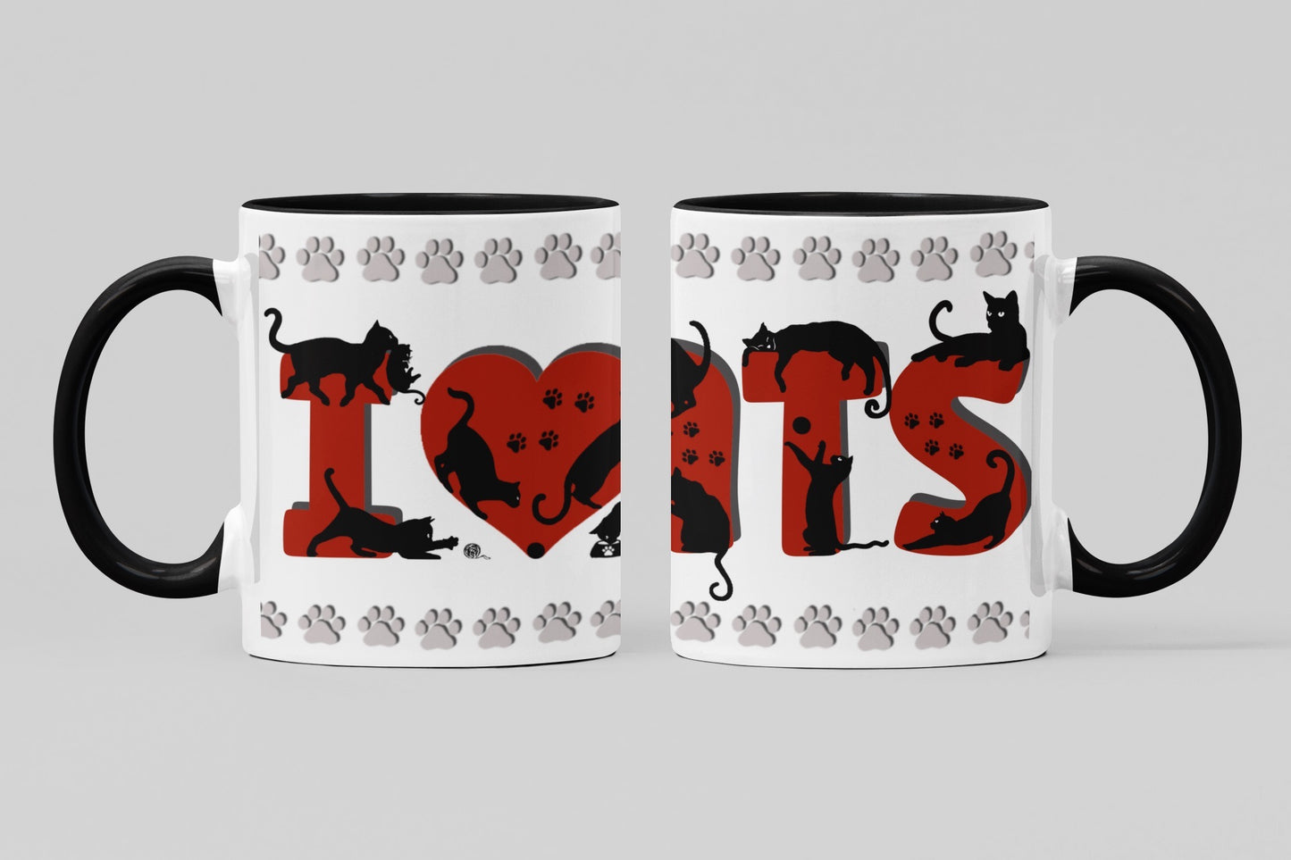 I Love Cats Silhouette Collection Art Personalised Ceramic Mug Gift Idea