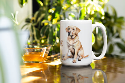 Sitting Yellow Labrador Dogs Collection Art Personalised Ceramic Mug Gift Idea