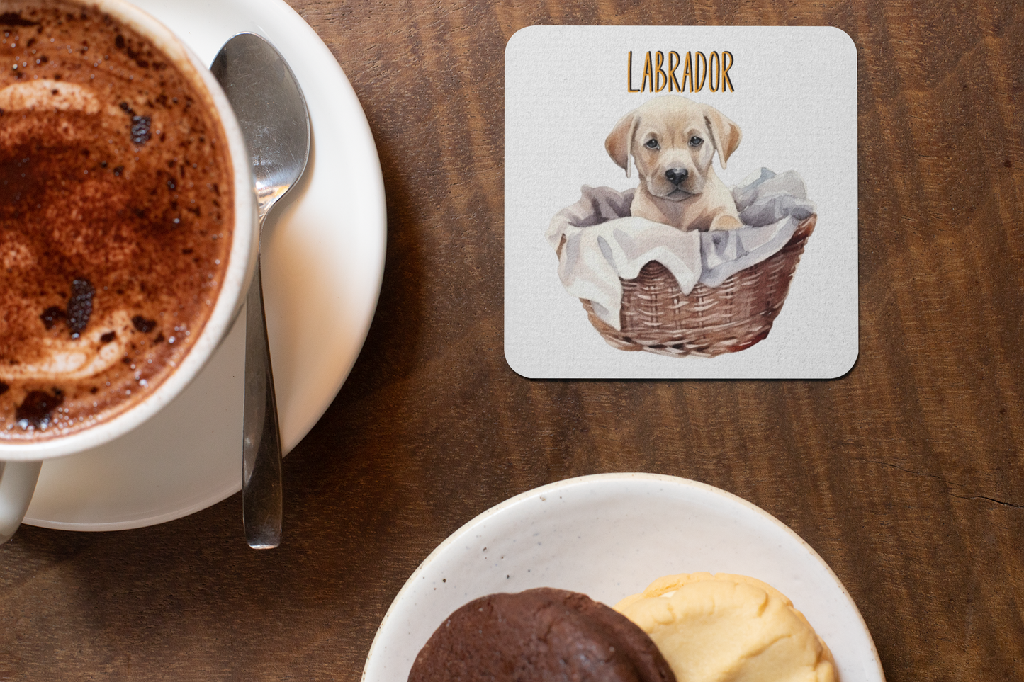 Yellow Labrador Puppy Dogs Collection Art Square Personalised Coaster Gift Idea
