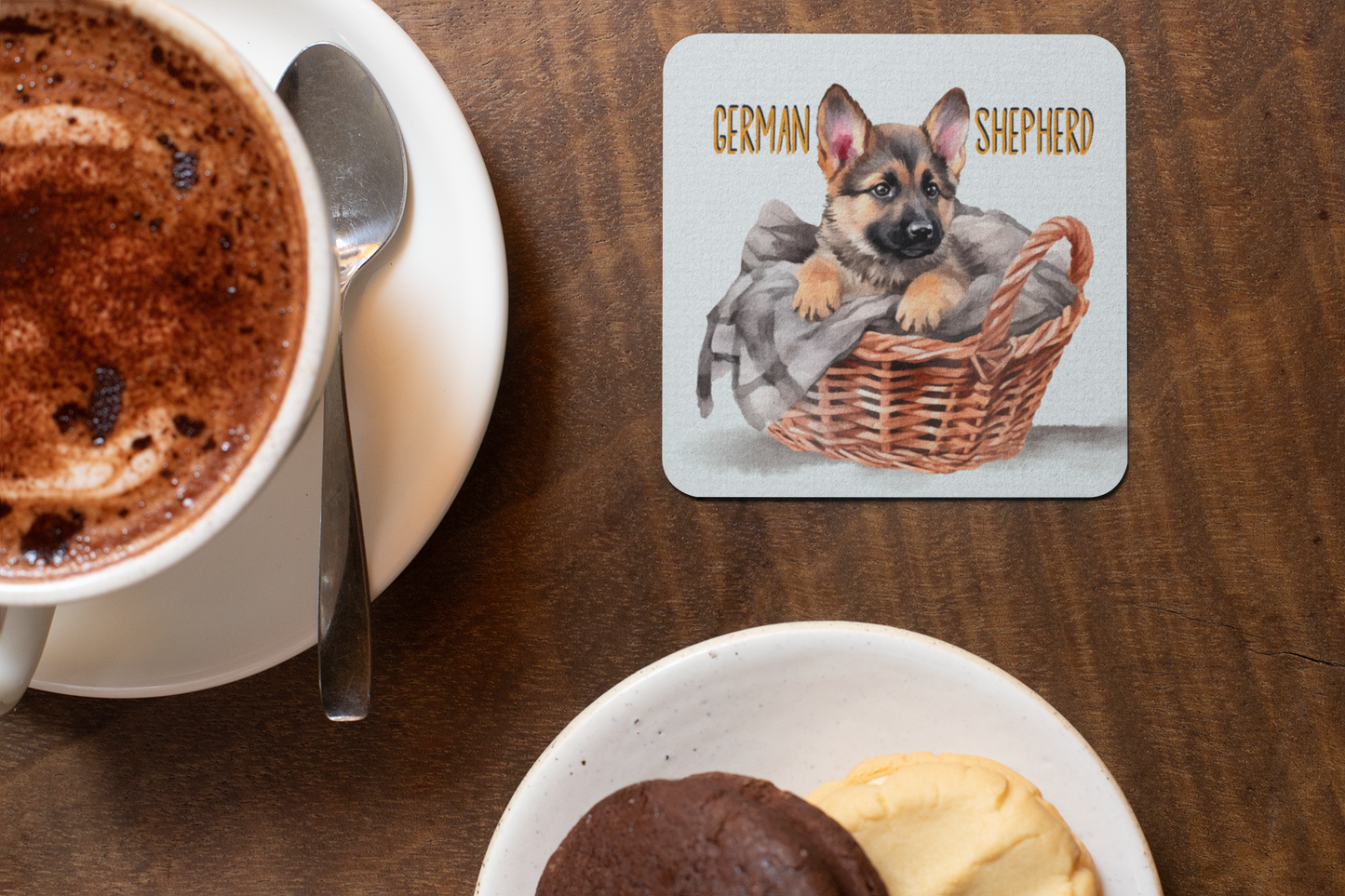 German Shepherd Puppy Dogs Collection Art Square Personalised Coaster Gift Idea