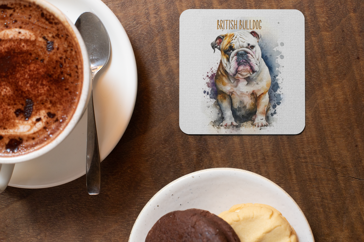 British Bulldog Dogs Collection Art Square Personalised Coaster Gift Idea