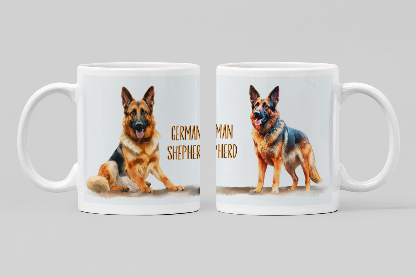 Sitting German Shepherd Dogs Collection Art Personalised Ceramic Mug Gift Idea