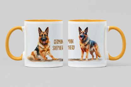Sitting German Shepherd Dogs Collection Art Personalised Ceramic Mug Gift Idea