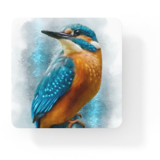 British Wildlife Art Kingfisher Square Personalised Coaster Gift Idea