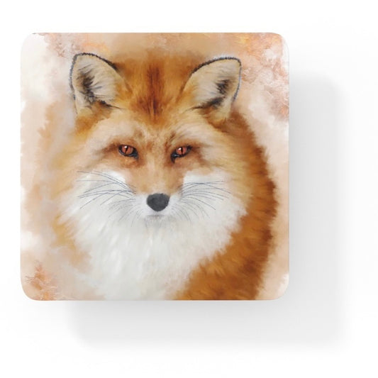 British Wildlife Art Fox Square Personalised Coaster Gift Idea