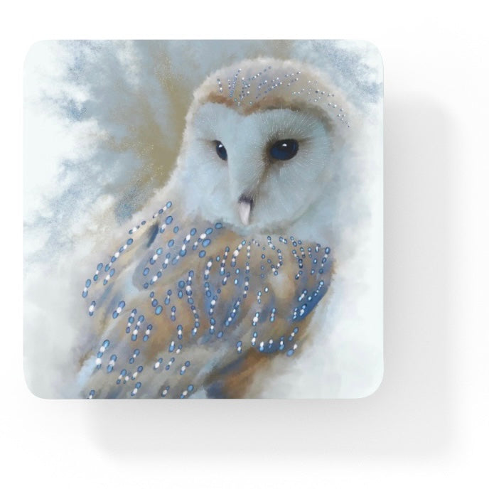 British Wildlife Art Barn Owl Square Personalised Coaster Gift Idea