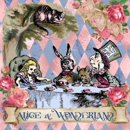 Mad Hatters Tea Party Alice In Wonderland Collection Art Square Personalised Coaster Gift Idea