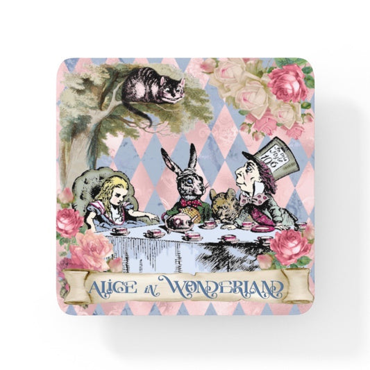 Mad Hatters Tea Party Alice In Wonderland Collection Art Square Personalised Coaster Gift Idea