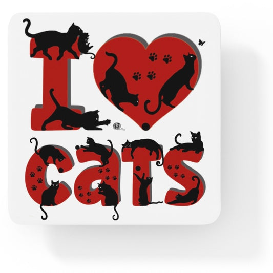 I Love Cats Silhouette Collection Art Square Personalised Coaster Gift Idea