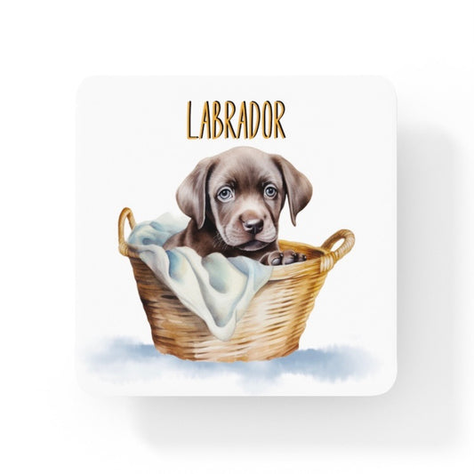 Chocolate Labrador Puppy Dogs Collection Art Square Personalised Coaster Gift Idea