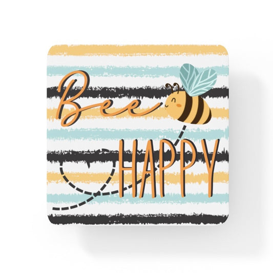 Be Happy - Stripy Comic Collection Art Square Personalised Coaster Gift Idea