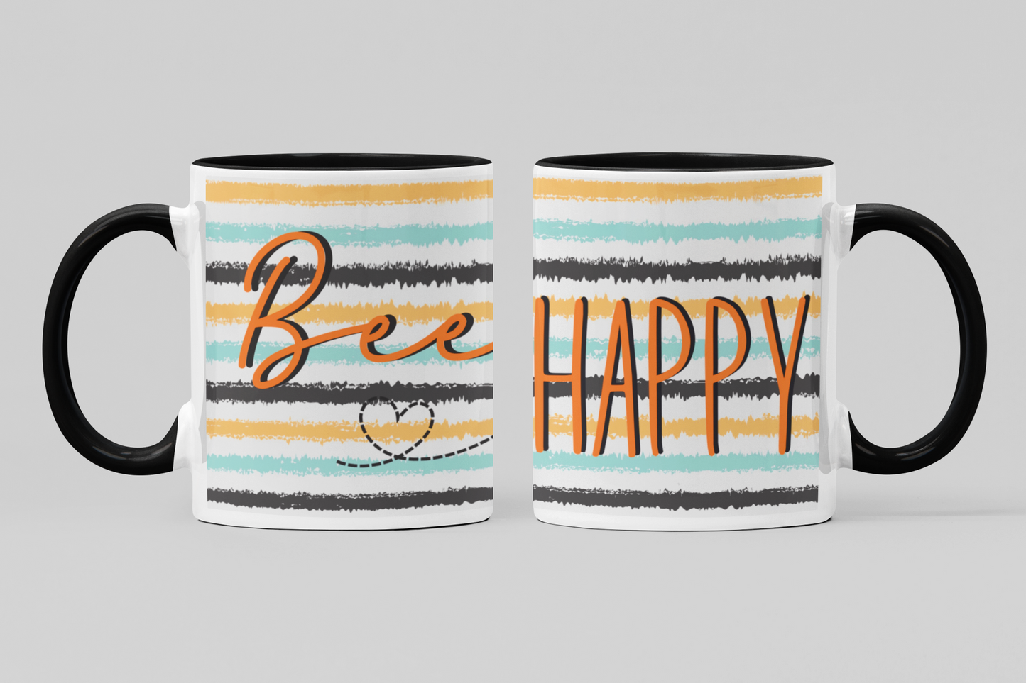 Bee Happy - Stripy Comic Collection Art Personalised Ceramic Mug Gift Idea