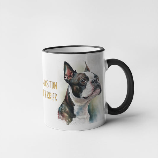 Boston Terrier Dogs Collection Art Personalised Ceramic Mug Gift Idea