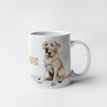 Sitting Yellow Labrador Dogs Collection Art Personalised Ceramic Mug Gift Idea
