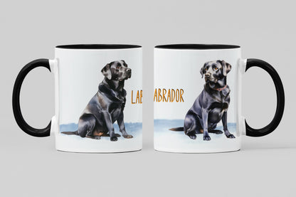 Black Labrador Dogs Collection Art Personalised Ceramic Mug Gift Idea