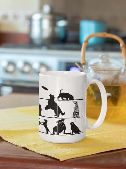 Playful Dogs Silhouette Collection Art Personalised Ceramic Mug Gift Idea