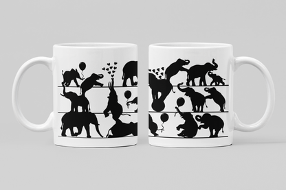 Playful Elephants Silhouette Collection Art Personalised Ceramic Mug Gift Idea