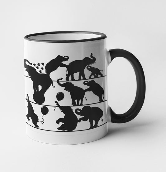 Playful Elephants Silhouette Collection Art Personalised Ceramic Mug Gift Idea