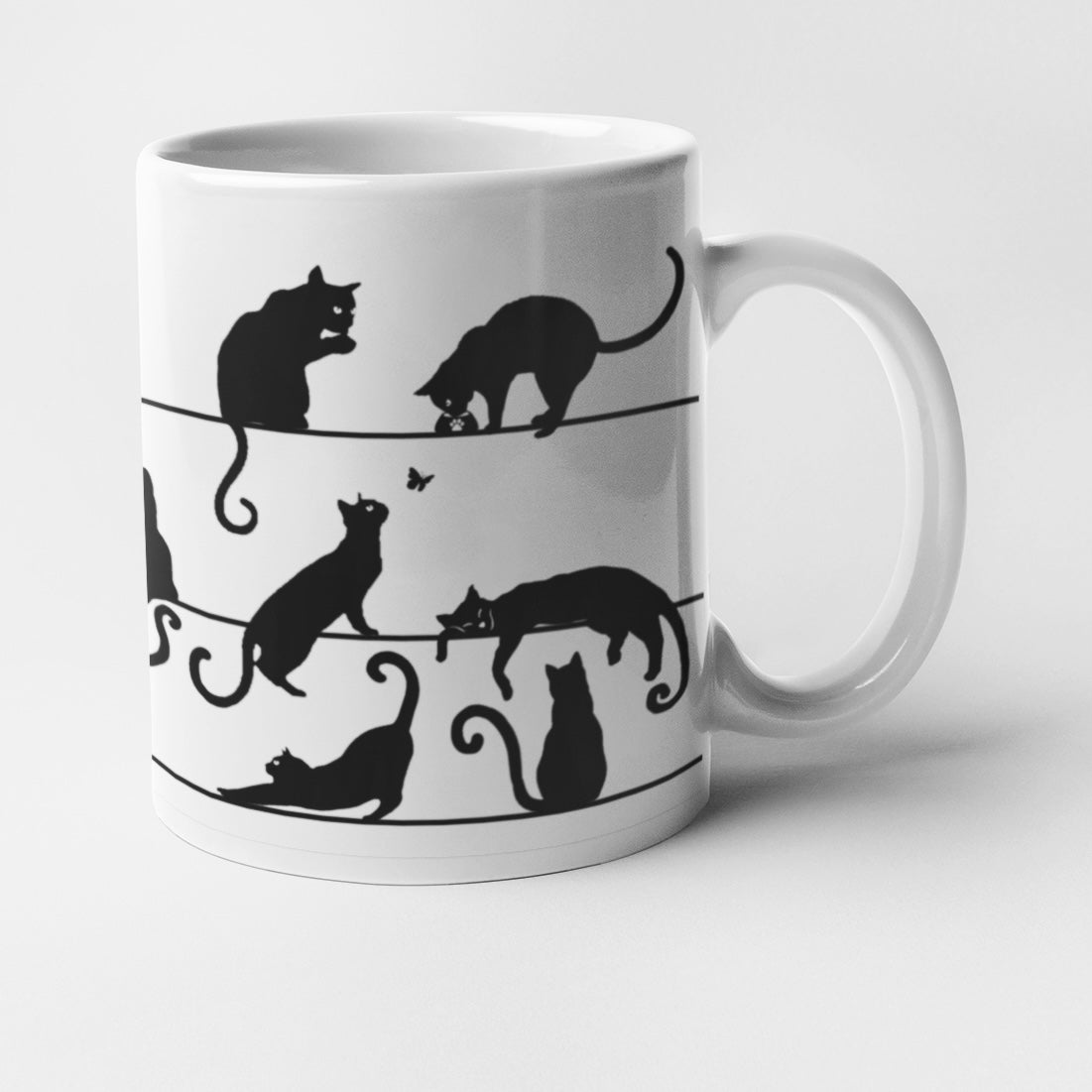 Playful Cats Silhouette Collection Art Personalised Ceramic Mug Gift Idea