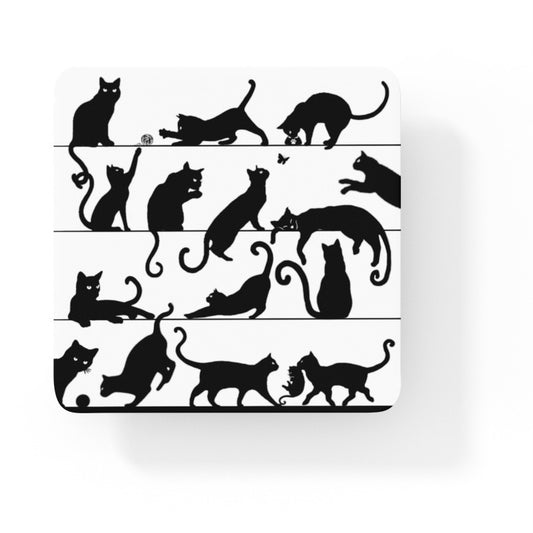Playful Cats Silhouette Collection Art Square Personalised Coaster Gift Idea