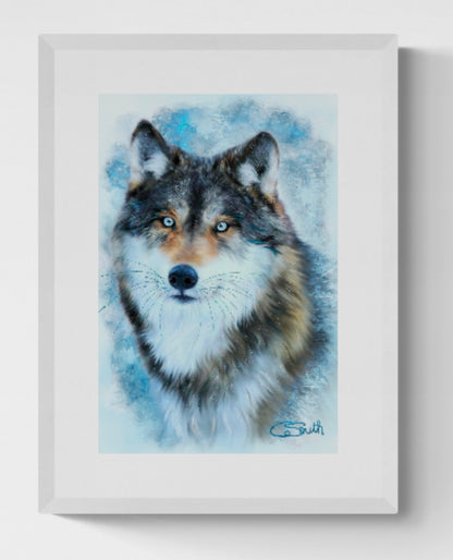 Wildlife Wild Animal Art Wolf Framed Print 14" x 11" (Matte Black or White Frame) Gift Idea
