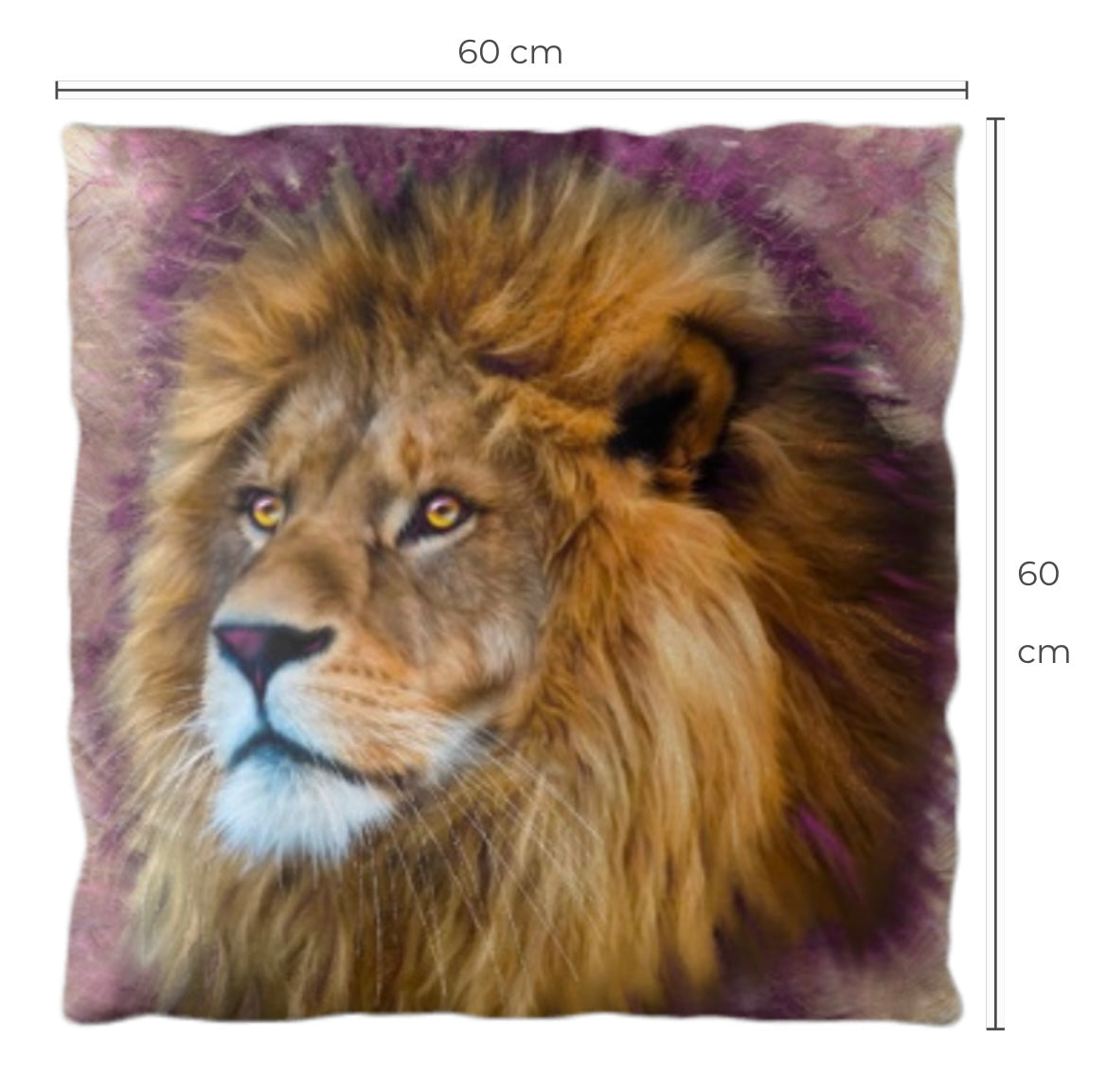 Wildlife Wild Animal Art Lion Premium Square Cushion Gift Idea 60x60cm