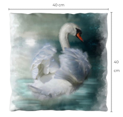 British Wildlife Art Swan Premium Square Cushion Gift Idea 40x40cm