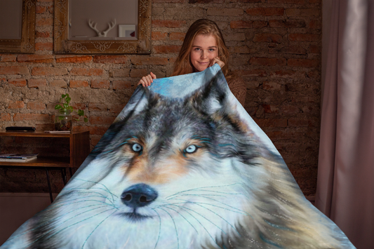 Wildlife Wild Animal Art Wolf Premium Blanket Throw Gift Idea 200 x 150 cm / 60" x 80"