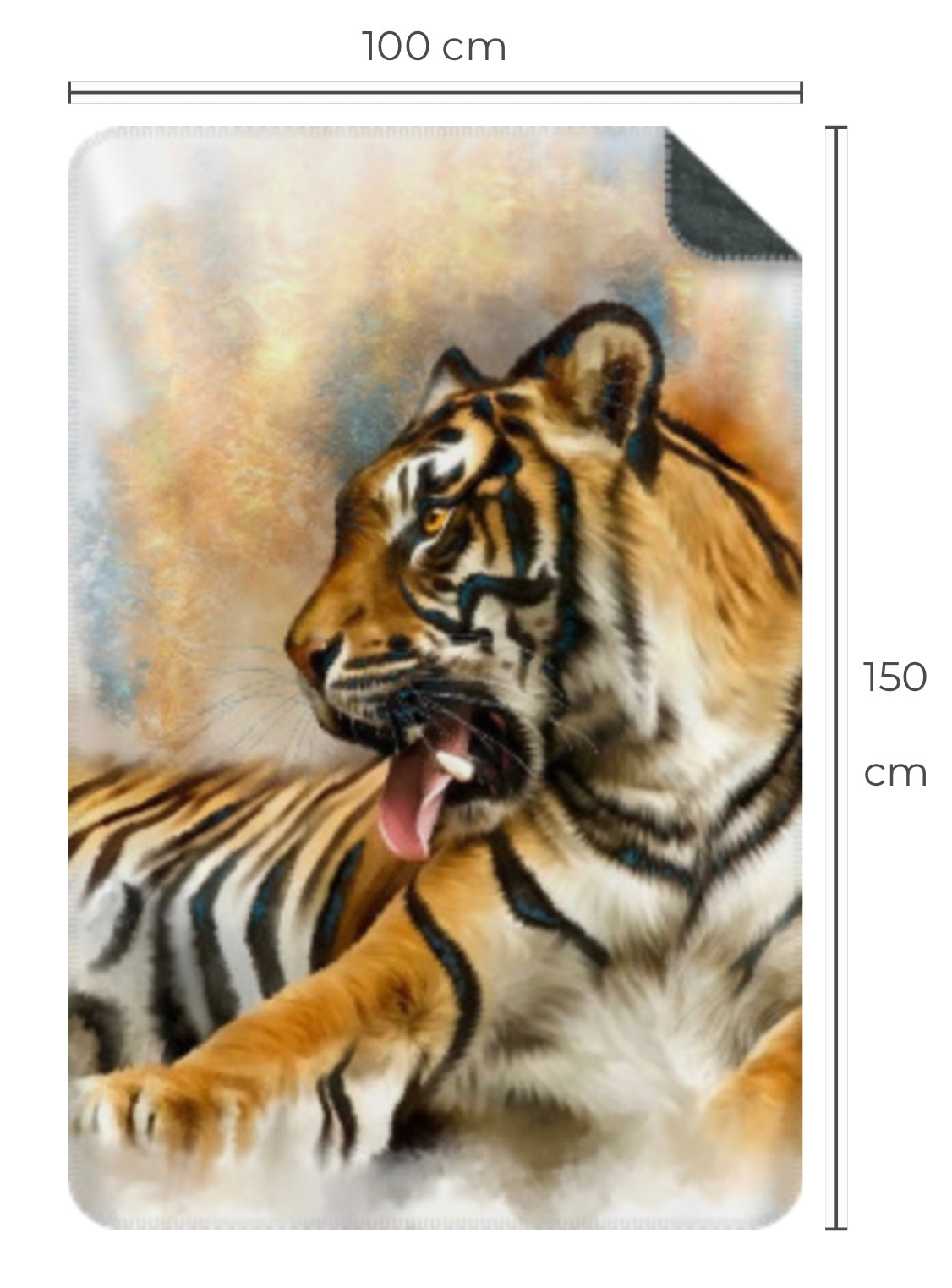 Wildlife Wild Animal Art Sitting Tiger Premium Blanket Throw Gift Idea 150 x 100 cm / 40" x 60"
