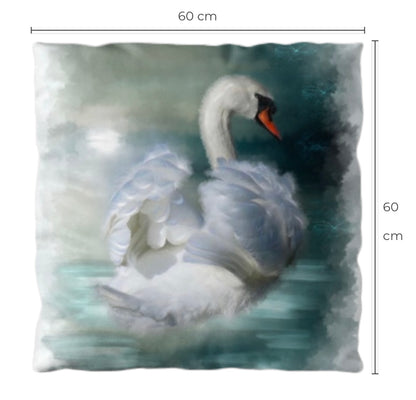 British Wildlife Art Swan Premium Square Cushion Gift Idea 60x60cm