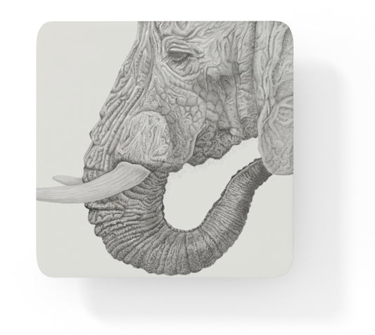Wildlife Wild Animal Art Elephant Drawing Square Personalised Coaster Gift Idea