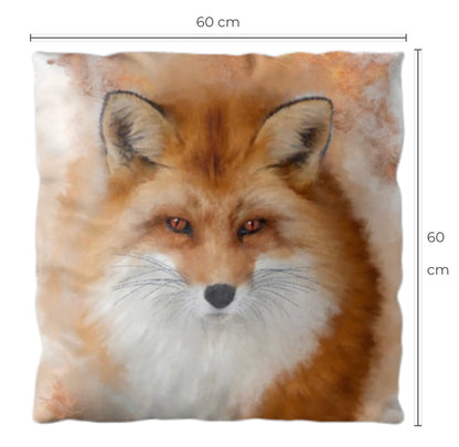 British Wildlife Art Fox Premium Square Cushion Gift Idea 60x60cm
