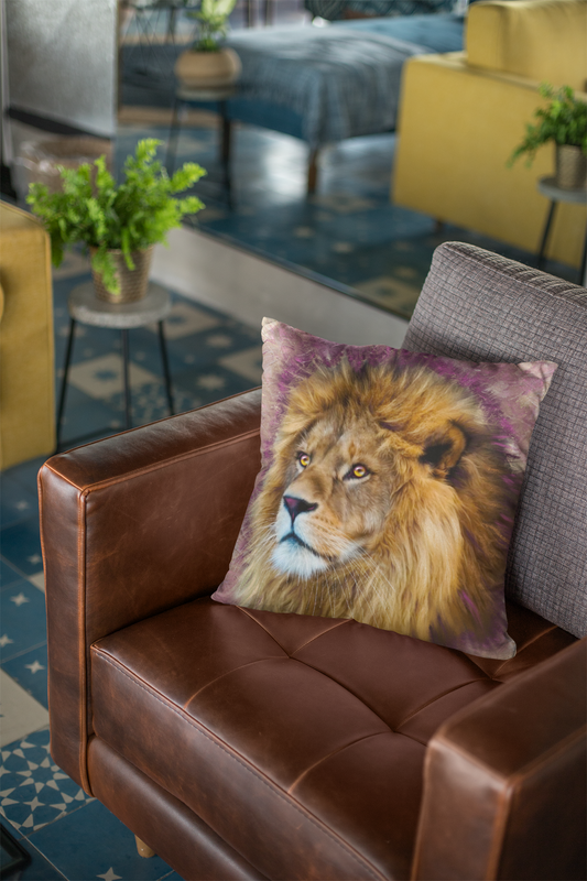 Wildlife Wild Animal Art Lion Premium Square Cushion Gift Idea 60x60cm