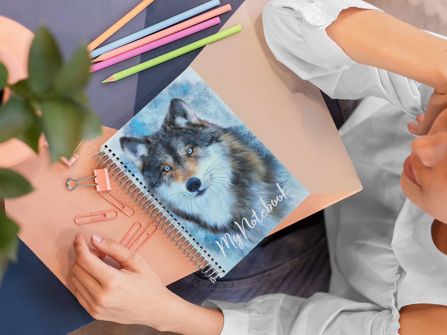 Wildlife Wild Animal Art Wolf Notebook Gift Idea