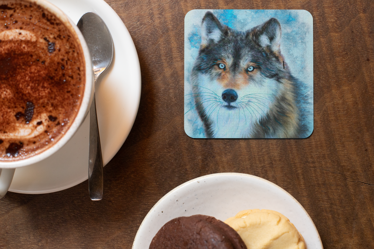 Wildlife Wild Animal Art Wolf Square Personalised Coaster Gift Idea
