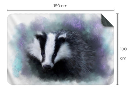 British Wildlife Art Badger Premium Blanket Throw Gift Idea 150 x 100 cm / 40" x 60"