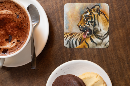 Wildlife Wild Animal Art Sitting Tiger Square Personalised Coaster Gift Idea