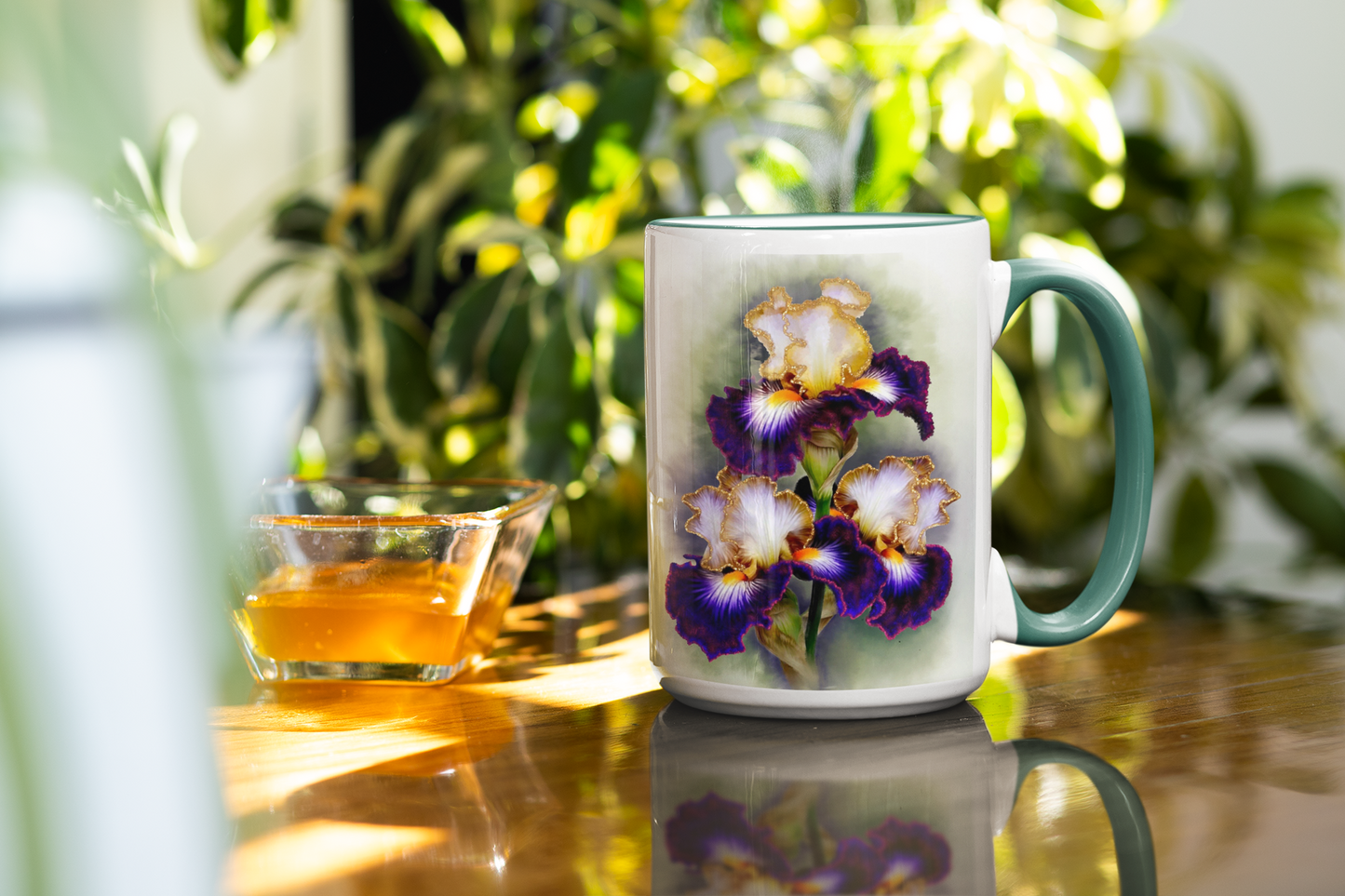 Flower Floral Art Iris Personalised Ceramic Mug with Coordinating Colour Gift Idea