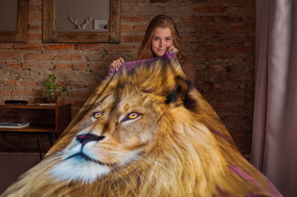 Wildlife Wild Animal Art Lion Premium Blanket Throw Gift Idea 150 x 100 cm / 40" x 60"