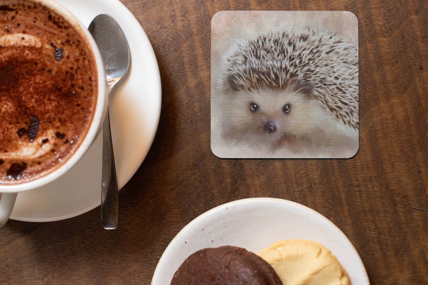 British Wildlife Art Hedgehog Square Personalised Coaster Gift Idea