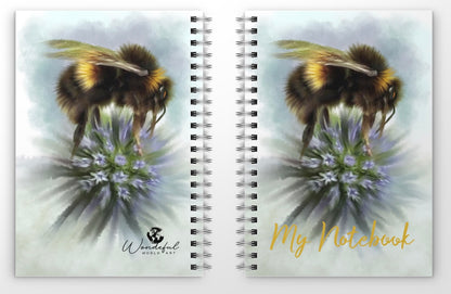 Bumble Bee Flower Floral Art with Purple Allium Notebook Gift Idea