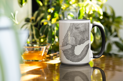 Wildlife Wild Animal Art Elephant Personalised Ceramic Mug with Coordinating Colour Gift Idea
