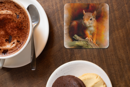 British Wildlife Art Squirrel Square Personalised Coaster Gift Idea