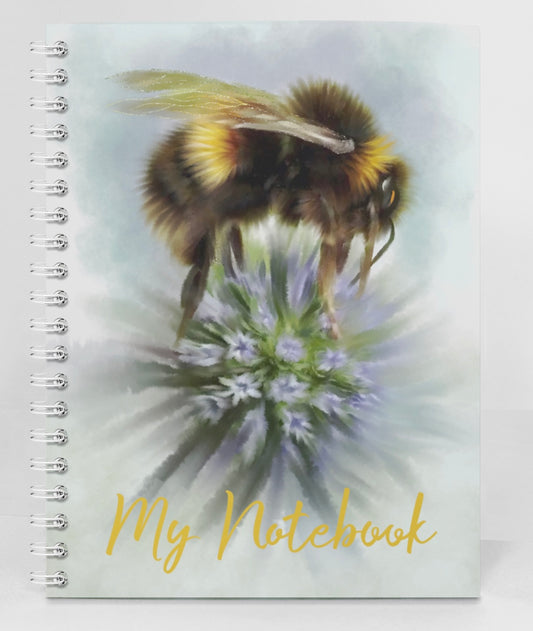 Bumble Bee Flower Floral Art with Purple Allium Notebook Gift Idea