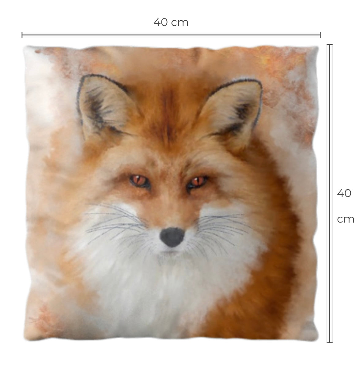 British Wildlife Art Fox Premium Square Cushion Gift Idea 40x40cm