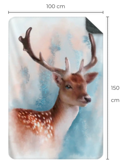 British Wildlife Art Deer Premium Blanket Throw Gift Idea 150 x 100 cm / 40" x 60"