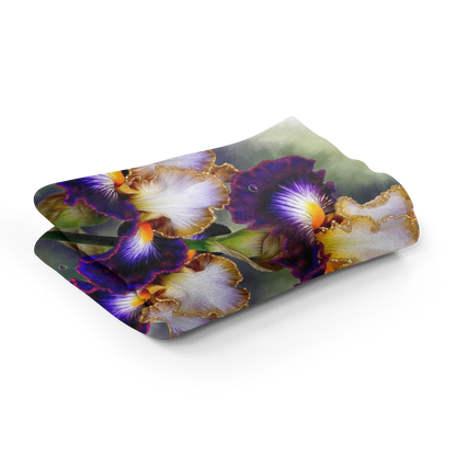 Flower Floral Art Purple Green Iris Premium Blanket Throw Gift Idea 200 x 150 cm / 60" x 80"