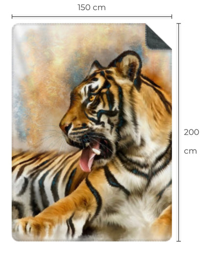 Wildlife Wild Animal Art Sitting Tiger Premium Blanket Throw Gift Idea 200 x 150 cm / 60" x 80"