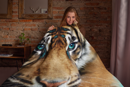 Wildlife Wild Animal Art Tiger Premium Blanket Throw Gift Idea 200 x 150 cm / 60" x 80"