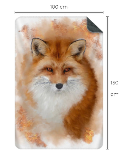 British Wildlife Art Fox Premium Blanket Throw Gift Idea 150 x 100 cm / 40" x 60"